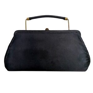 Vintage Black Satin Clasp Top Handle‎ Evening Bag – READ